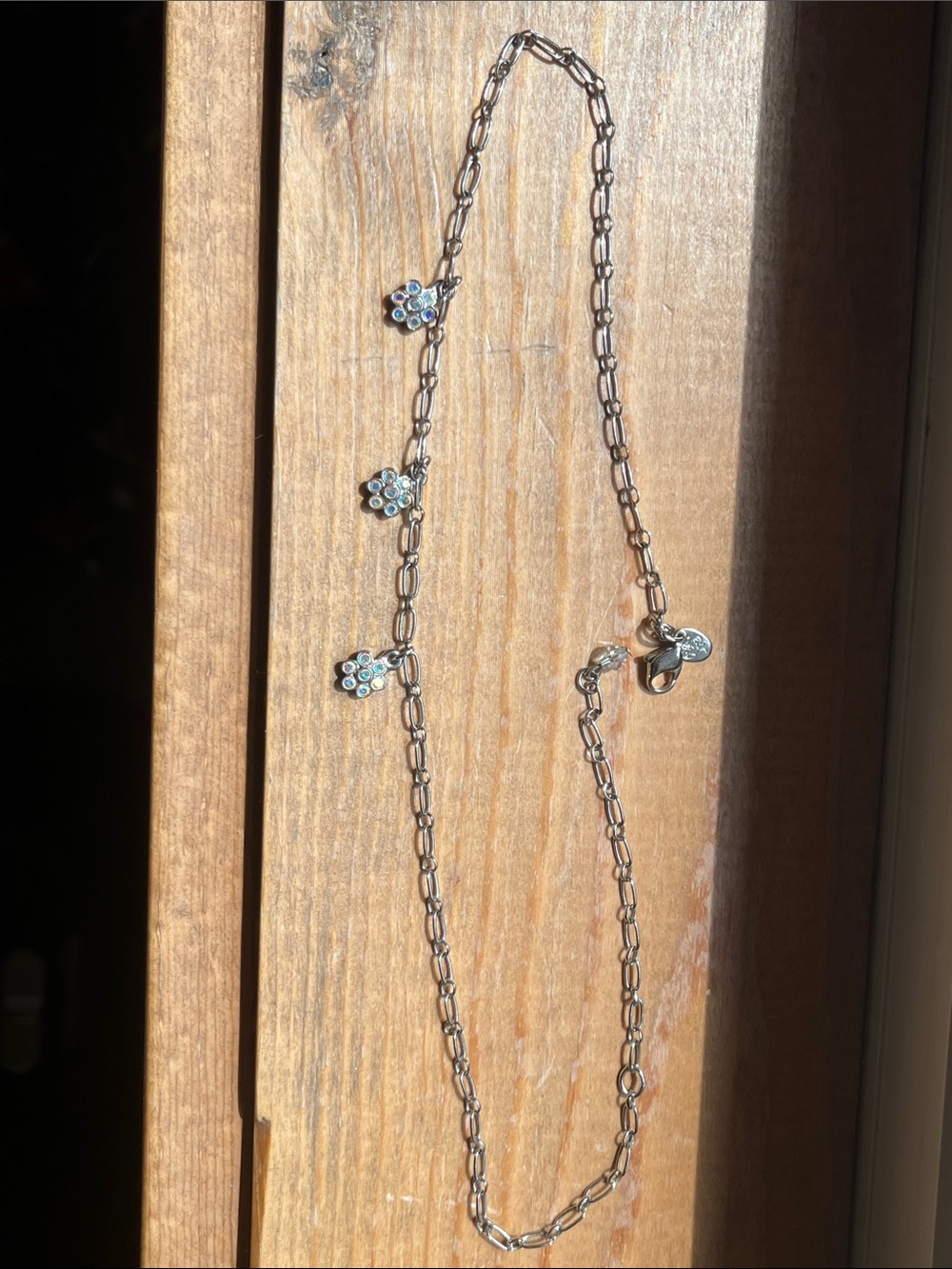 Kirks Folly Silver-Tone Flower Necklace with Multicolor Crystals